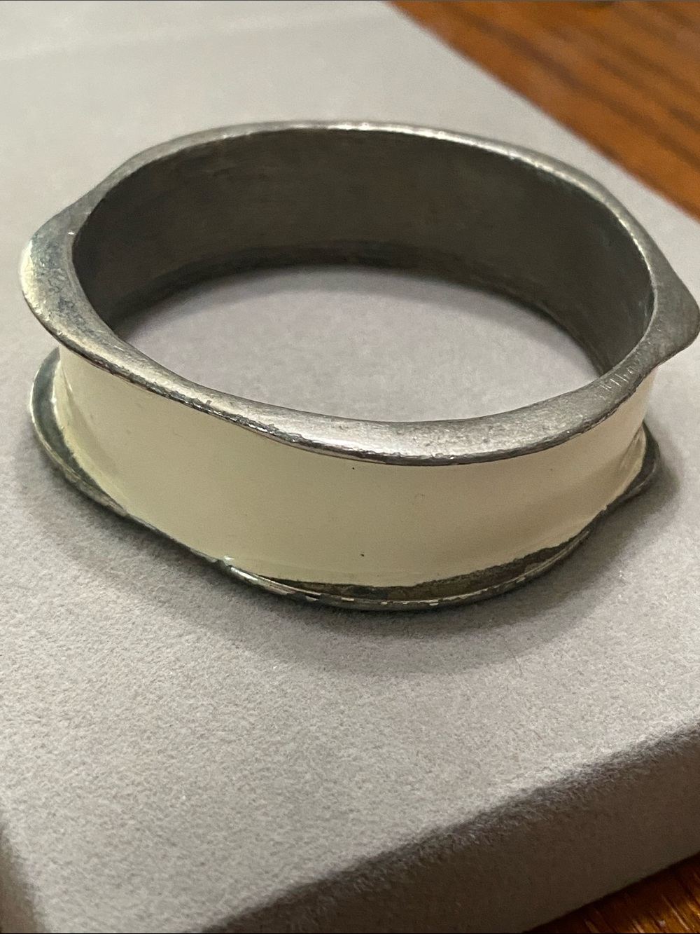Women's Cream Enamel Metal Bangle Bracelet